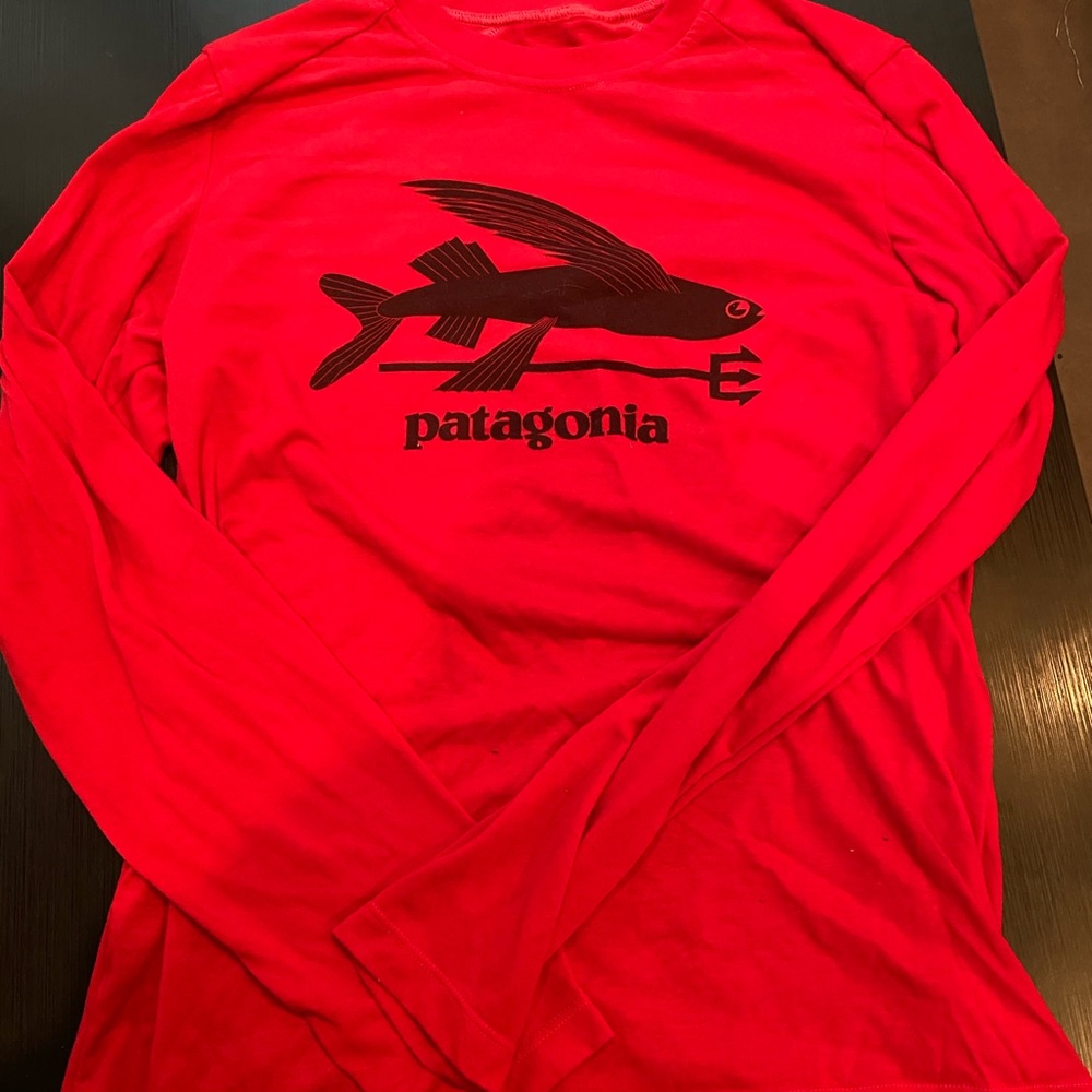 Patagonia red longsleeve polyester shirt